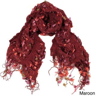 La77 Ruffled Floral Sewn Scarf