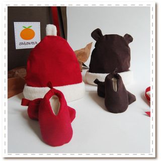 Satsuma Designs Organic Holiday Hat & Bootie Set for Baby (0 6 mo.) 111820111