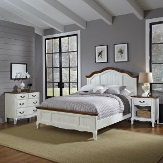 Home Styles The French Countryside Queen Bed, Night Stand, And Chest Oak Size Queen