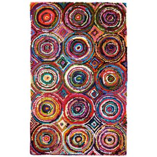 Tangi Multi colored Circles Pattern Recycled Cotton Rug (9x12)
