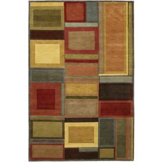 Hand Knotted Pokhara Iridescent Blocks Multi Color Rug (8 X 11)