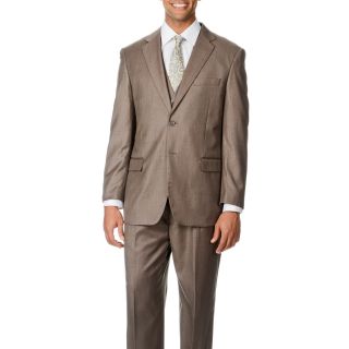 Caravelli Italy Mens Superior 150 Light Brown 3 piece Vested Suit