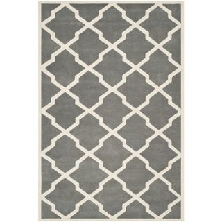 Safavieh Handmade Moroccan Chatham Geometric pattern Dark Gray/ Ivory Wool Rug (5 X 8)
