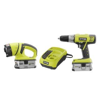 Factory Reconditioned Ryobi ZRP813 18 Volt Lithium Ion 2 Tool Drill Kit   Power Drills  