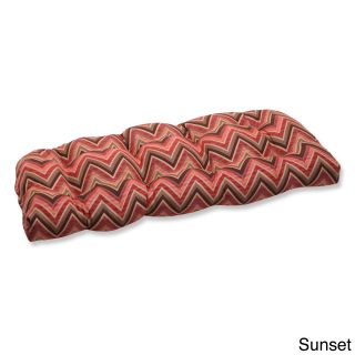 Pillow Perfect Wicker Loveseat Cushion With Sunbrella Chevron Fabric