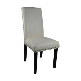 Classic Creamy White Faux Leather Parson Chairs (set Of 2)