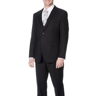 Caravelli Mens Slim Fit Black Vested Suit