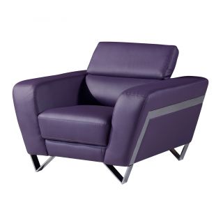 Natalie Purple Bonded Leather Arm Chair