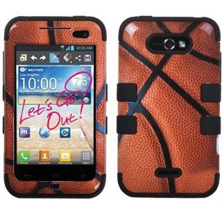 Basketball Brown Black HyBrid HyBird Rubber Soft Skin Hard Case Cover For LG Motion 4G MS770 with Free Pouch Cell Phones & Accessories