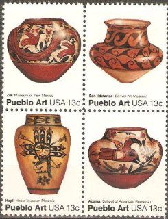 USA Collectible Postage Stamps American Folk Art Series Pueblo Pottery Issue. Block of Four. 