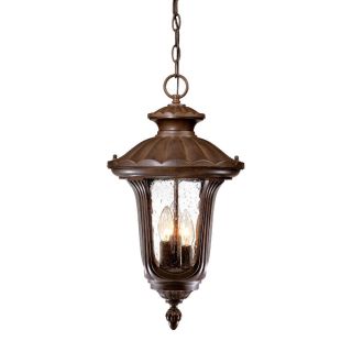 Augusta Collection Hanging Lantern 3 light Outdoor Burled Walnut Light Fixture