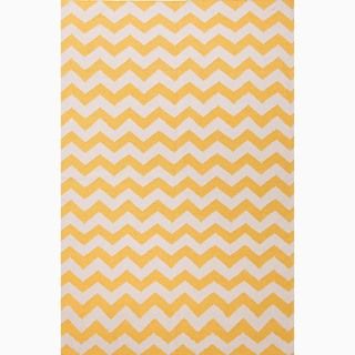 Hand made Yellow/ Ivory Wool Easy Care Rug (2x3)