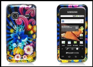 Samsung M820 Galaxy Prevail Phone Case Image Back & Front Colorful Firework Flowers + Clear Screen Protector Cell Phones & Accessories