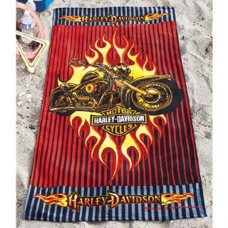 Harley Davidson Flames Beach Towel  