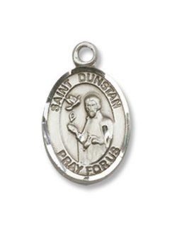 Small Childrens Jewelry, Girls or Boys Sterling Silver St. Dunstan Pendant with 16" Sterling Silver Lite Curb Chain. Catholic Saint Dunstan Patron Saint of Goldsmiths, Blacksmiths, Musicians Pendant Necklaces Jewelry