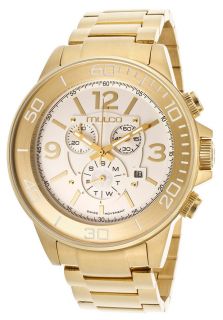 Mulco MW490147321  Watches,Mens Hierro Chronograph Silver Dial Gold Tone IP Stainless Steel, Chronograph Mulco Quartz Watches