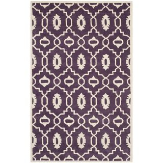 Safavieh Handmade Moroccan Chatham Purple/ Ivory Wool Rug (6 X 9)