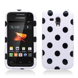 Aimo SAMM830PCPD300 Cute Polka Dot Hard Snap On Protective Case for Samsung Galaxy Rush M830   Retail Packaging   Black/White Cell Phones & Accessories