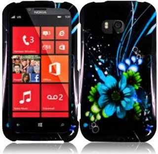For Nokia Lumia 822 Hard Design Cover Case Blue Flower Accessory Cell Phones & Accessories
