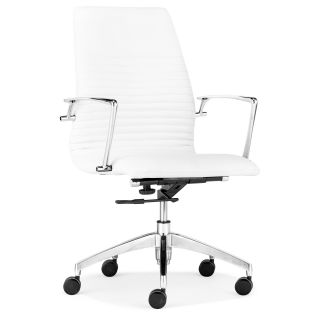 Lion White Leatherette Low back Office Chair