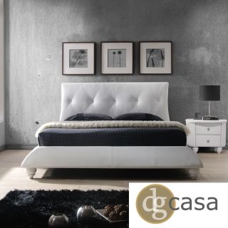 Dg Casa Dg Casa Beverly White Tufted Faux Leather Bed White Size Queen