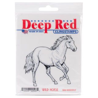 Deep Red Cling Stamp 3.25 X3.2   Wild Horse