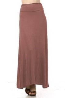 Women's Solid A line maxi skirt with a ruched waist (126, LtBrown, M)