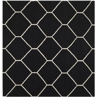 Safavieh Handwoven Moroccan Dhurrie Contemporary Black/ Ivory Wool Rug (6 Square)