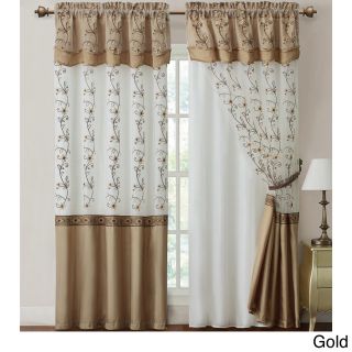 Daphne Embroidered 84 Inch Curtain Panel With Attached Valance