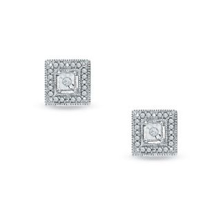 10 CT. T.W. Diamond Square Stud Earrings in Sterling Silver   Zales
