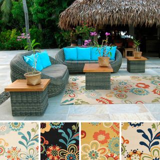 Hand hooked Kim Transitional Floral Indoor/ Outdoor Area Rug (5 X 76)