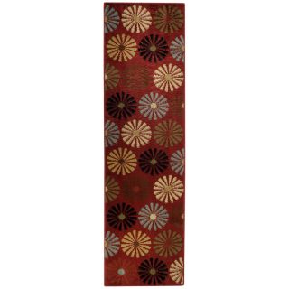 Floral Lake Red Contemporary Rug (27 X 10 Runner)