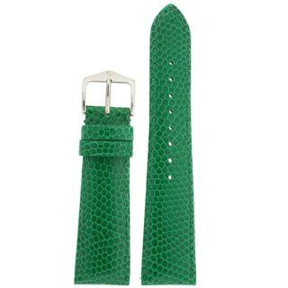 Watch Band Genuine Leather Lizard Grain Padded Green Ladies 20 millimeter Watches
