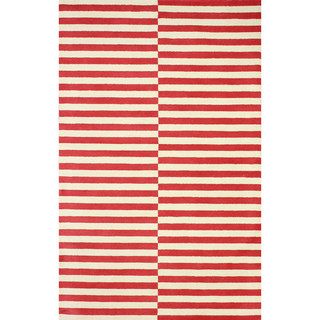Nuloom Hand tufted Modern Stripes Red New Zealand Wool Rug (76 X 96)