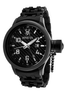 Invicta 0562  Watches,Mens Russian Diver Black Carbon Fiber Dial Black Rubber& Black Ion Plated, Casual Invicta Quartz Watches
