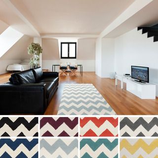 Hand tufted Schroeder Chevron Wool Area Rug (4 X 6)