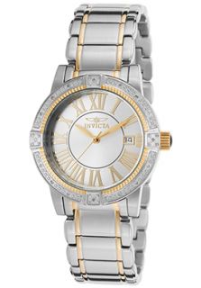 Invicta 17074  Watches,Womens Specialty Two Tone Steel Bracelet Silver Tone Dial, Casual Invicta Quartz Watches