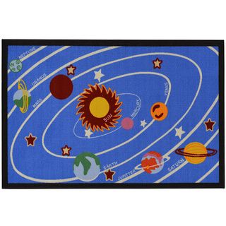 Childrens Solar System Design Blue Area Rug (5 X 66)