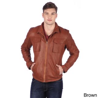 L&b Trading United Face Mens Leather Moto Jacket Brown Size S