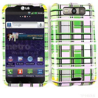 ACCESSORY HARD SNAP ON CASE COVER FOR LG CONNECT 4G MS 840 TRANS GREEN PINK YELLOW BLOCKS Cell Phones & Accessories