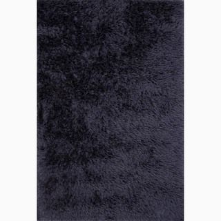 Handmade Solid Pattern Blue Polyester Rug (2 X 3)