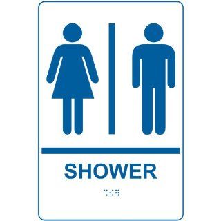 ADA Shower With Symbol Braille Sign RRE 830 BLUonWHT Wayfinding  Business And Store Signs 