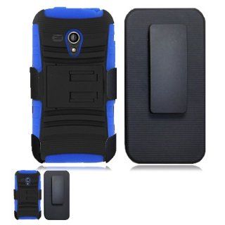Samsung Galaxy Rush M830 Black And Blue Hardcore Kickstand Case 2nd Gen. + Holster Combo Cell Phones & Accessories
