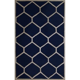 Safavieh Handmade Moroccan Cambridge Navy/ Ivory Geometric Wool Rug (8 X 10)
