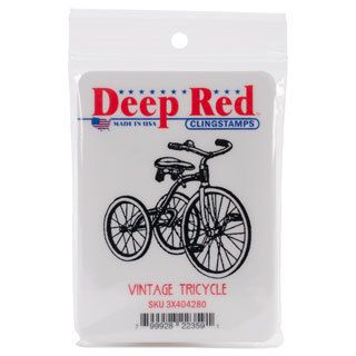 Deep Red 2 inch Vintage Tricycle Rubber Cling Stamp