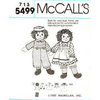 Raggedy Ann & Andy Doll Patterns   McCall's 8377, 5499, 2447, 846 or 713 Makes 10", 15", 20" & 25" Raggedy Ann & Andy Dolls.