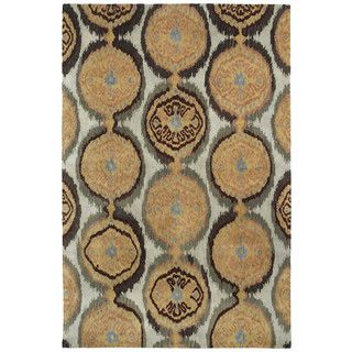 Swanky Beige Ikat Damask Wool Rug (5 X 76)