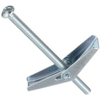 Steel Toggle Bolt, Zinc Plated Finish, Round Head, Slotted Drive, 4" Length, 1/4" Threads, Made in US (Pack of 50)