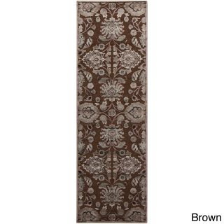 Hand woven Traditional Beige/brown Floral Durban Rug (26 X 710)