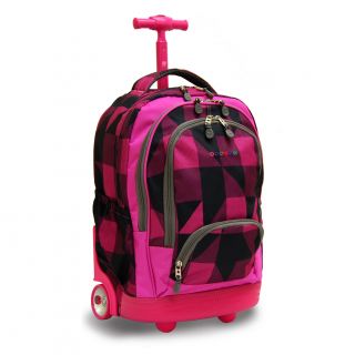 J World New York Block Pink Sunbeam 18 inch Rolling Laptop Backpack